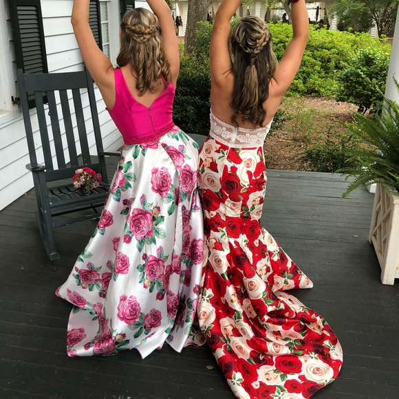 A white and rose formal dress. - Picture 2 of 2